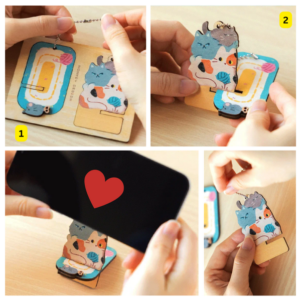 Wooden Key Chain with Phone Holder