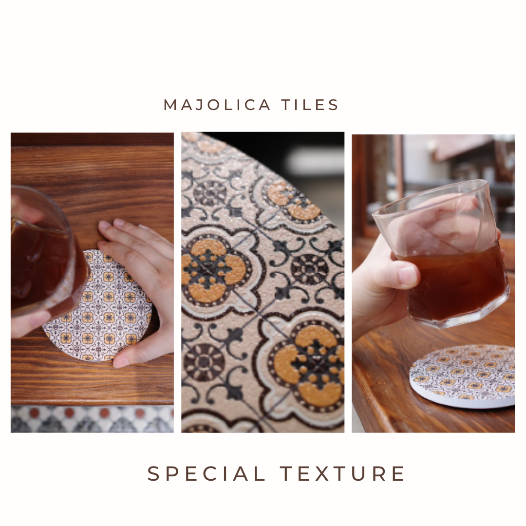 Limited Series / Majolica tile / Absorbent Ceramic Coasters
