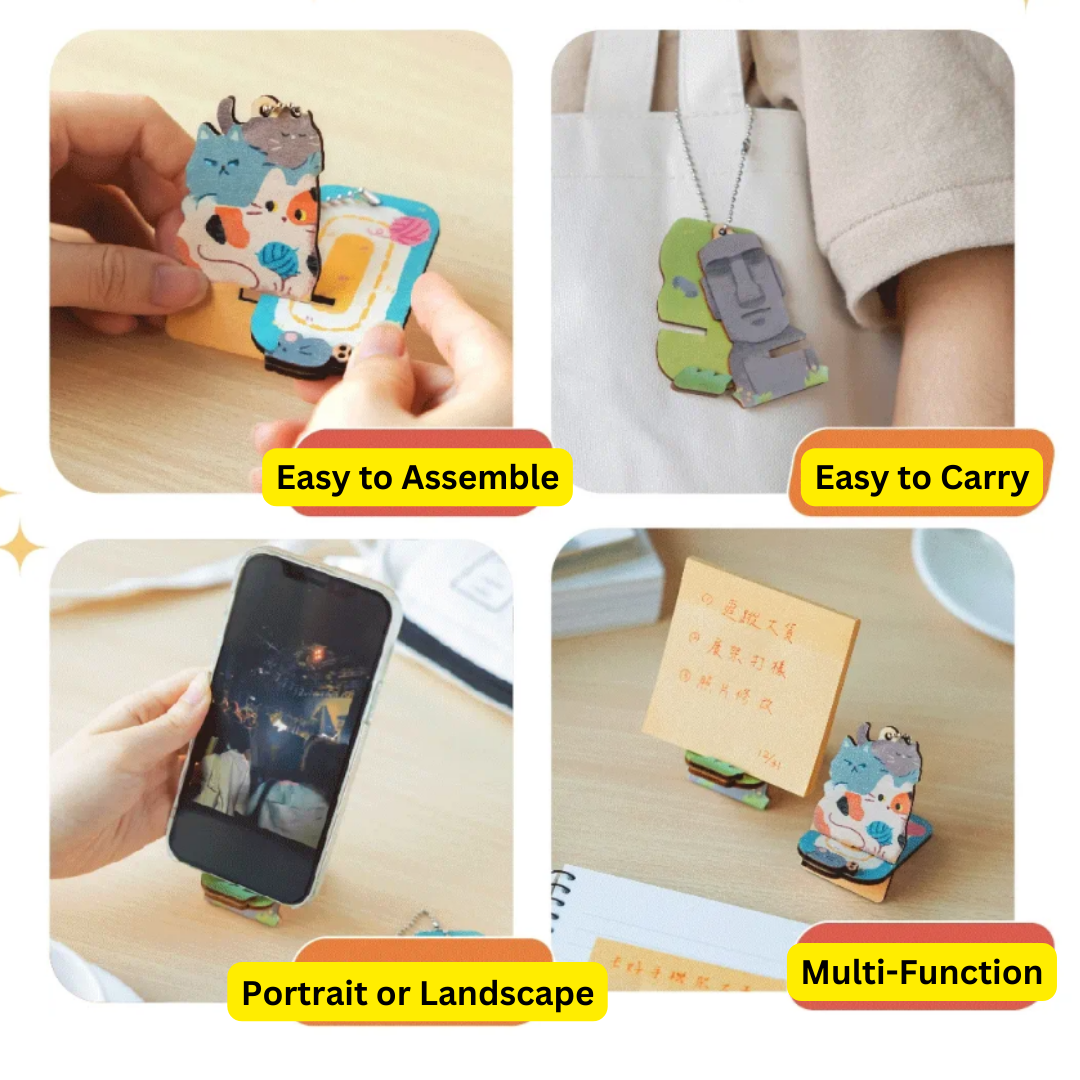 Wooden Key Chain with Phone Holder