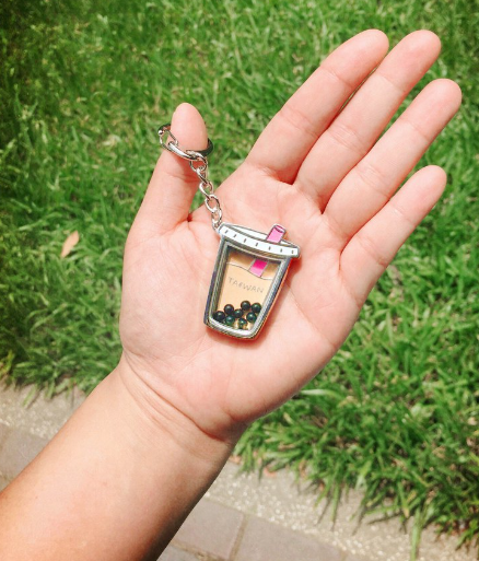 Fun Taiwan Key Holder - Boba tea Orange/Pink