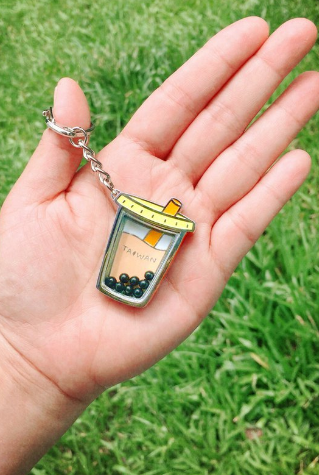 Fun Taiwan Key Holder - Boba tea Orange/Pink