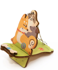 Wooden Key Chain with Phone Holder