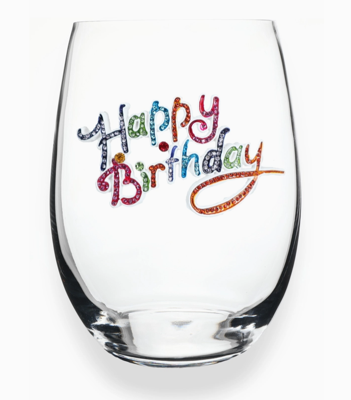 Jeweled Stemless Wine Glass