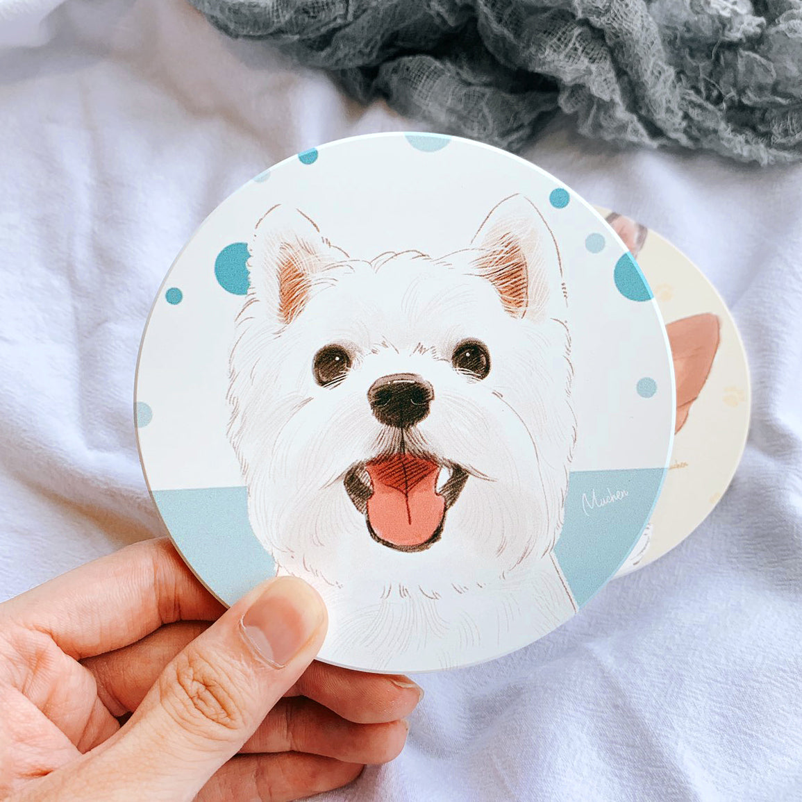 Pet Family Series Ceramic Absorbent Coaster for Drinks