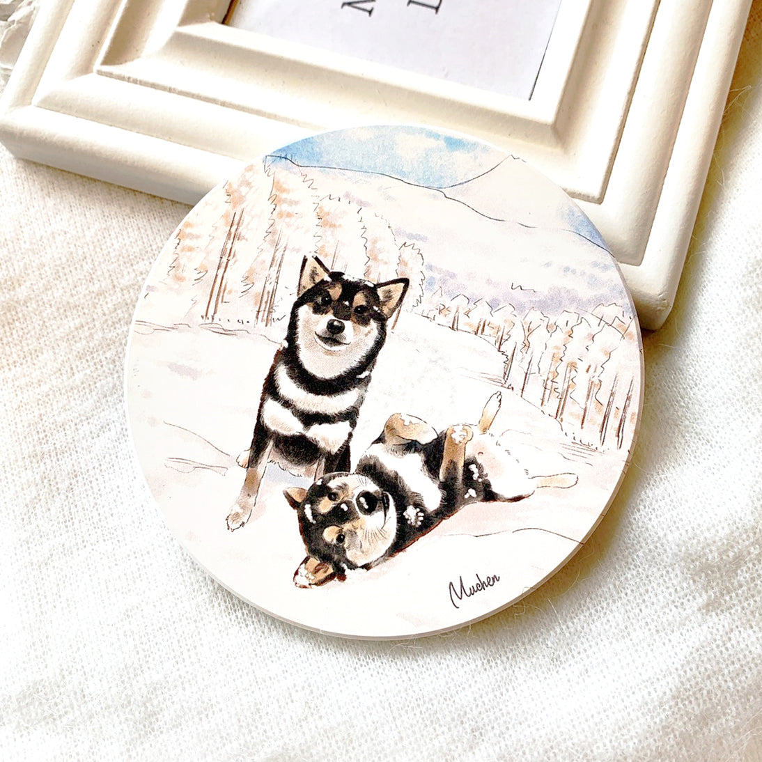 Pet Family Series Ceramic Absorbent Coaster for Drinks