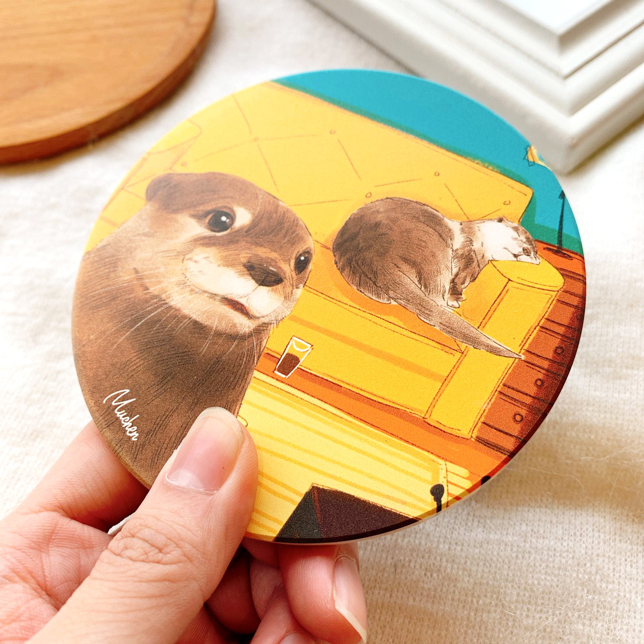 Pet Family Series Ceramic Absorbent Coaster for Drinks