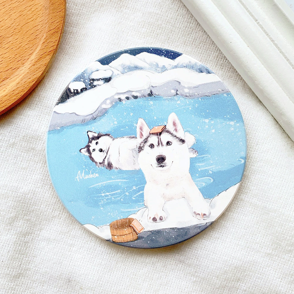 Pet Family Series Ceramic Absorbent Coaster for Drinks
