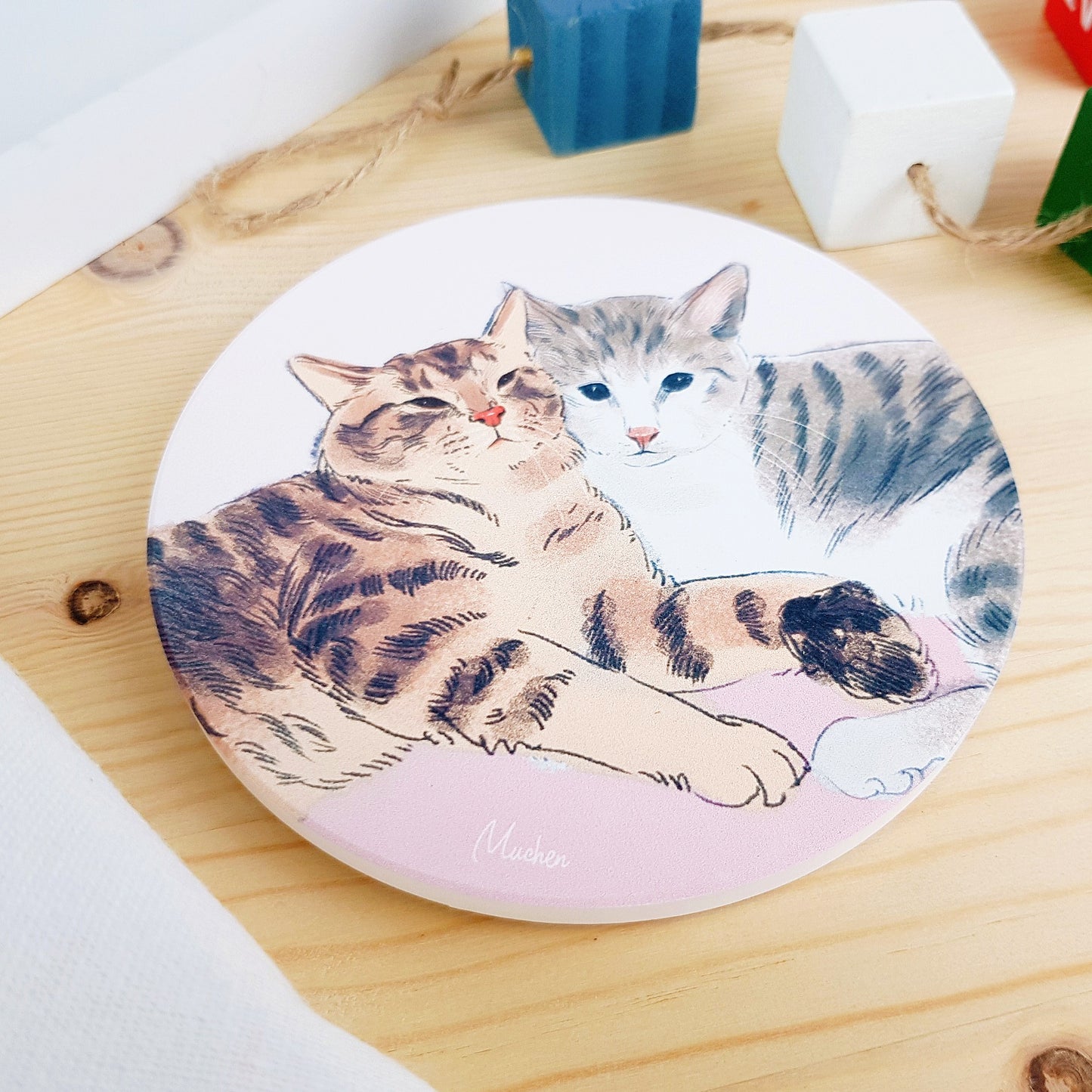 Pet Family Series Ceramic Absorbent Coaster for Drinks