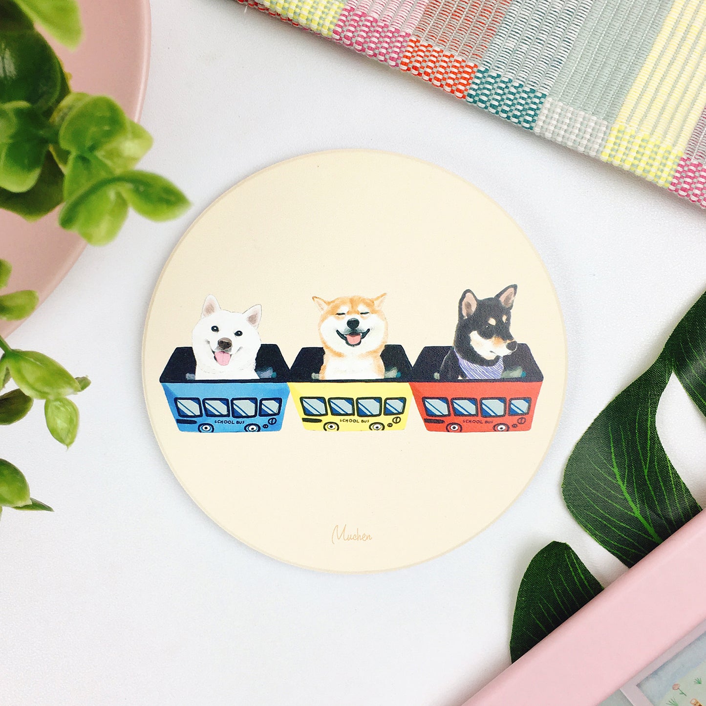 Pet Family Series Ceramic Absorbent Coaster for Drinks
