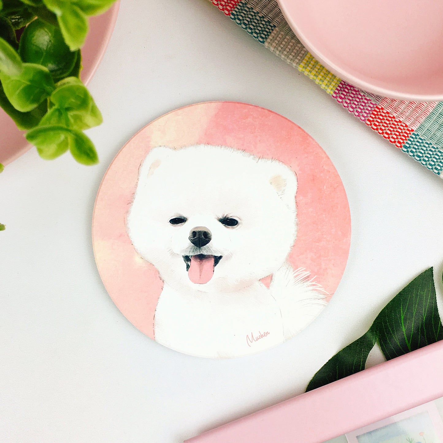 Pet Family Series Ceramic Absorbent Coaster for Drinks