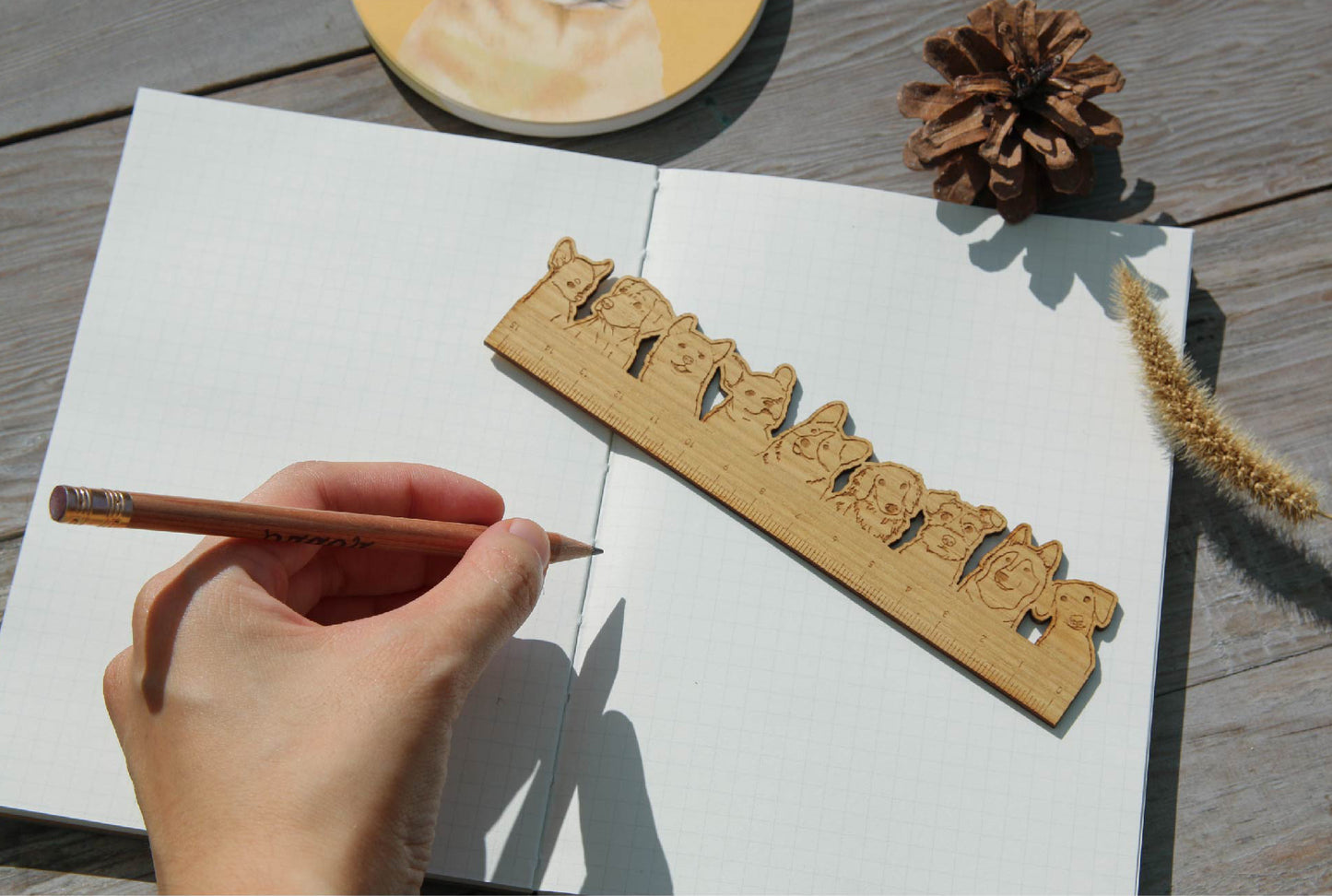 Wooden ruler Ruler Ruler - original print limited edition - Friendly pet models