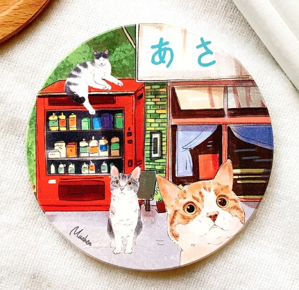 Pet Family Series Ceramic Absorbent Coaster for Drinks