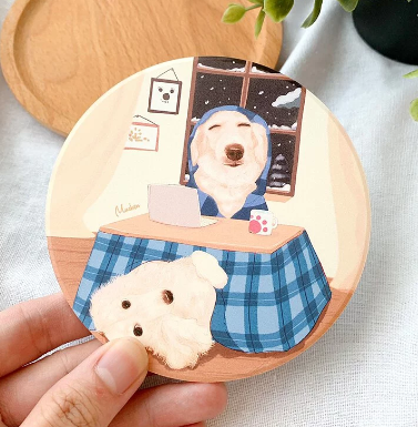 Pet Family Series Ceramic Absorbent Coaster for Drinks