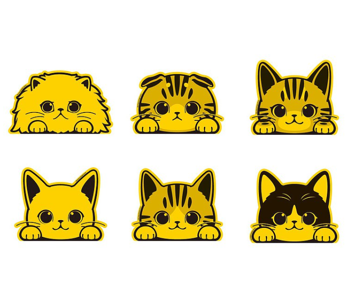 Vitality Creative Cat (Car) Series Stickers | All Seven Types | Waterproof and Sunscreen