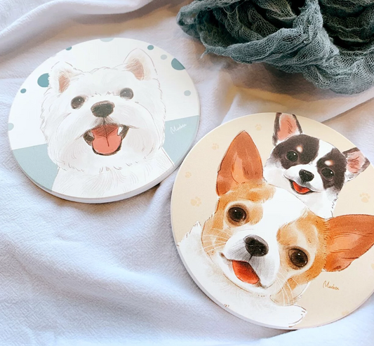 Pet Family Series Ceramic Absorbent Coaster for Drinks